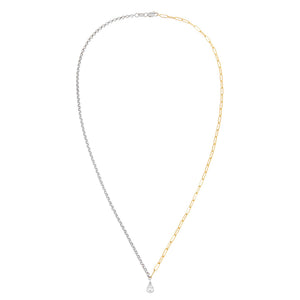  Diamond Teardrop Two Tone Chain Necklace 14K - Adina Eden's Jewels