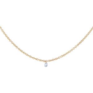 14K Gold Tiny Floating Diamond Necklace 14K - Adina Eden's Jewels