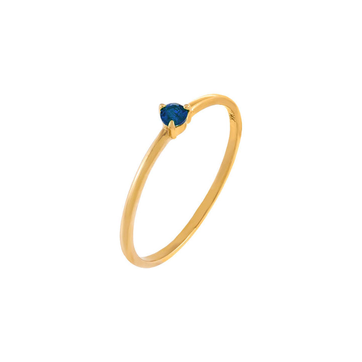 Sapphire Blue / 8 Diamond Tiny Colored Stone Ring 14K - Adina Eden's Jewels