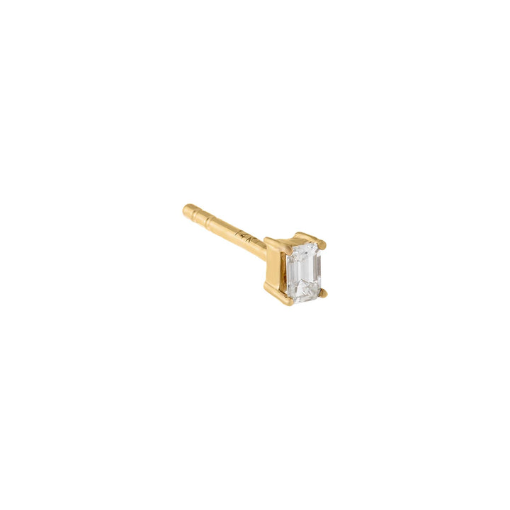 14K Gold / Single Diamond Mini Emerald Stud Earring 14K - Adina Eden's Jewels