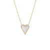 Mother of Pearl Diamond Elongated Stone Heart Necklace 14K - Adina Eden's Jewels