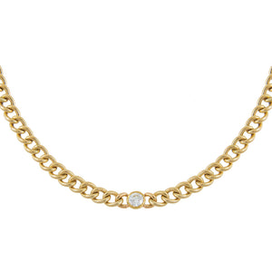 14K Gold Diamond Bezel X Cuban Link Choker 14K - Adina Eden's Jewels