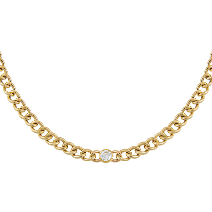 14K Gold Diamond Bezel X Cuban Link Choker 14K - Adina Eden's Jewels