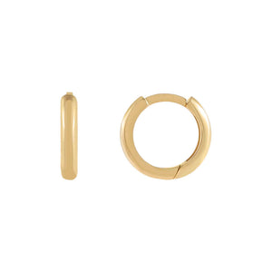 14K Gold Small Solid Round Huggie Earring 14K - Adina Eden's Jewels