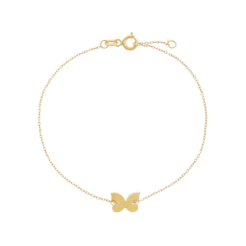 14K Gold Solid Mini Butterfly Bracelet 14K - Adina Eden's Jewels