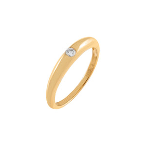 14K Gold / 6 Diamond Hollow Dome Ring 14K - Adina Eden's Jewels