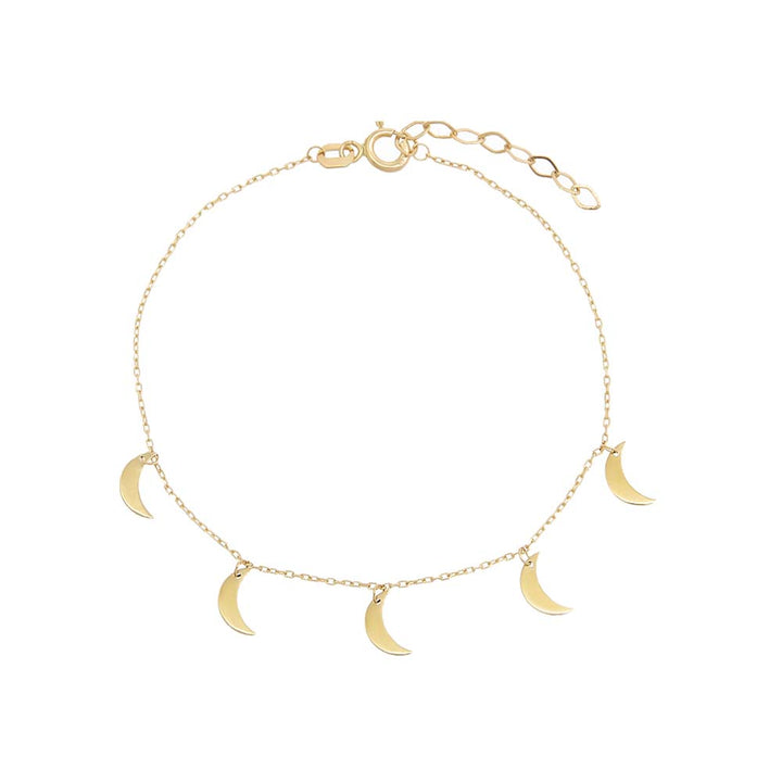 14K Gold Dangling Crescent Charms Bracelet 14K - Adina Eden's Jewels