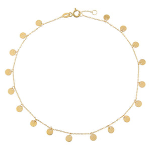 14K Gold Solid Multi Disc Dangle Anklet 14K - Adina Eden's Jewels
