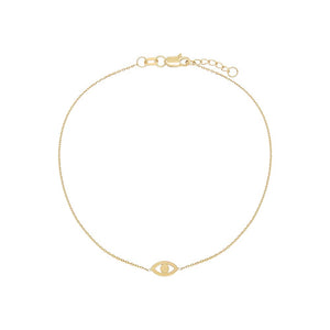 14K Gold Mini Solid Evil Eye Bracelet 14K - Adina Eden's Jewels