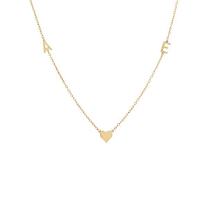 Gold Solid Heart & Double Initial Necklace - Adina Eden's Jewels