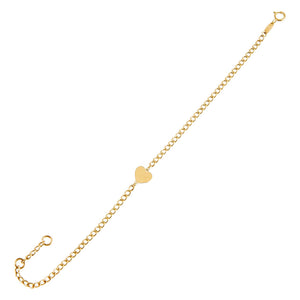 14K Gold Heart Cuban Chain Link Bracelet 14K - Adina Eden's Jewels