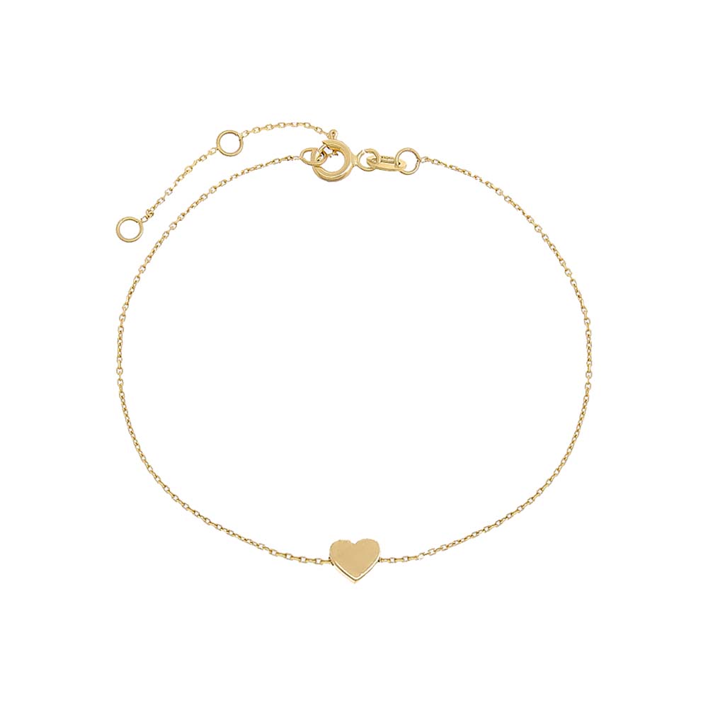 14K Gold Tiny Solid Heart Bracelet 14K - Adina Eden's Jewels