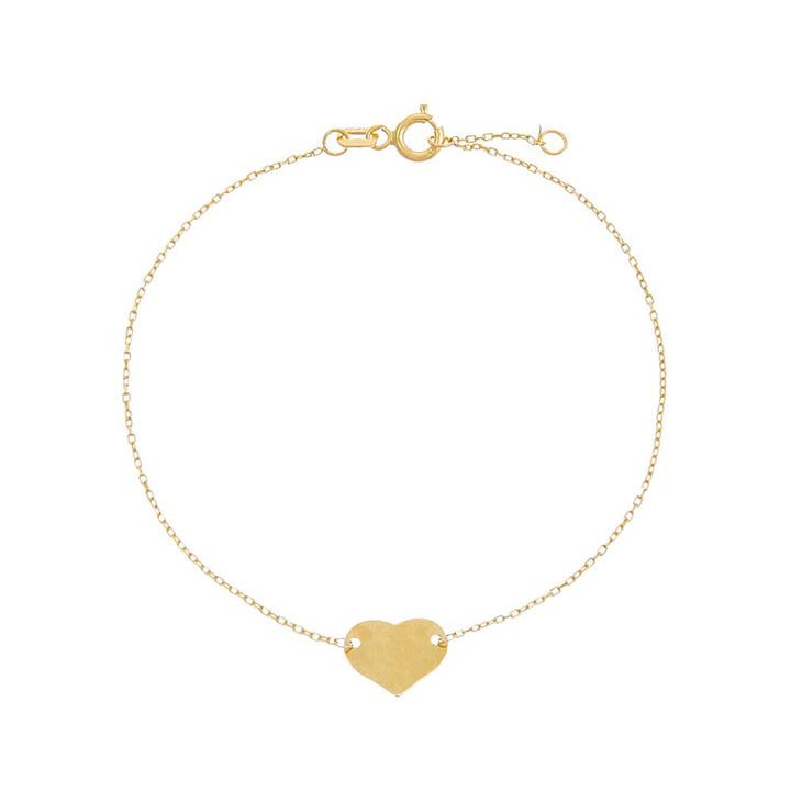 14K Gold Solid Mini Heart Bracelet 14K - Adina Eden's Jewels