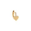 14K Gold / Single Diamond X Solid Heart Huggie Earring 14K - Adina Eden's Jewels