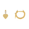 14K Gold / Pair Diamond X Solid Heart Huggie Earring 14K - Adina Eden's Jewels