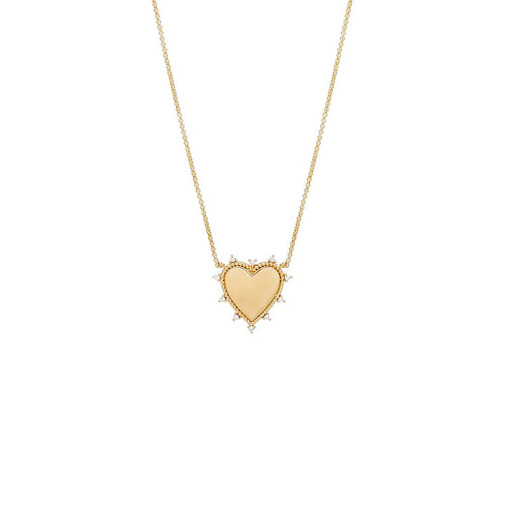 14K Gold Diamond Spiked Heart Necklace 14K - Adina Eden's Jewels