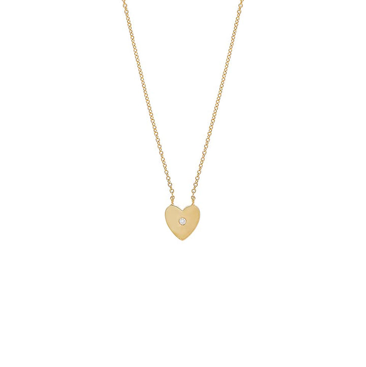 14K Gold Single Diamond Pendant Heart Necklace 14K - Adina Eden's Jewels