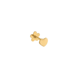 14K Gold / Single Heart Threaded Stud Earring 14K - Adina Eden's Jewels