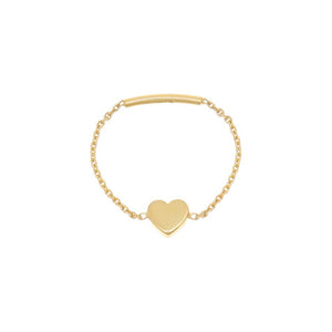 14K Gold / 7 Mini Solid Heart Chain Ring 14K - Adina Eden's Jewels