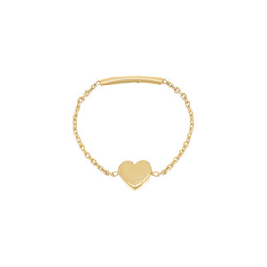 14K Gold / 7 Mini Solid Heart Chain Ring 14K - Adina Eden's Jewels
