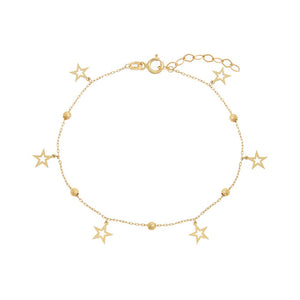14K Gold Dangling Open Stars Charm Bracelet 14K - Adina Eden's Jewels