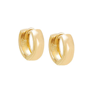 14K Gold / Pair Mini Extra Wide Solid Huggie Earring 14K - Adina Eden's Jewels