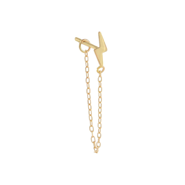 14K Gold / Single Solid Lightning Chain Stud Earring 14K - Adina Eden's Jewels