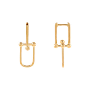 14K Gold Solid U Chain Huggie Earring 14K - Adina Eden's Jewels