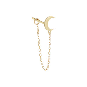 14K Gold / Single Solid Crescent Chain Stud Earring 14K - Adina Eden's Jewels
