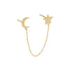 14K Gold / Single Celestial Chain Stud Earring 14K - Adina Eden's Jewels