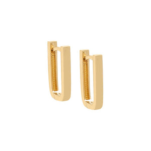 14K Gold / Pair Thin Paperclip Hoop Earring 14K - Adina Eden's Jewels