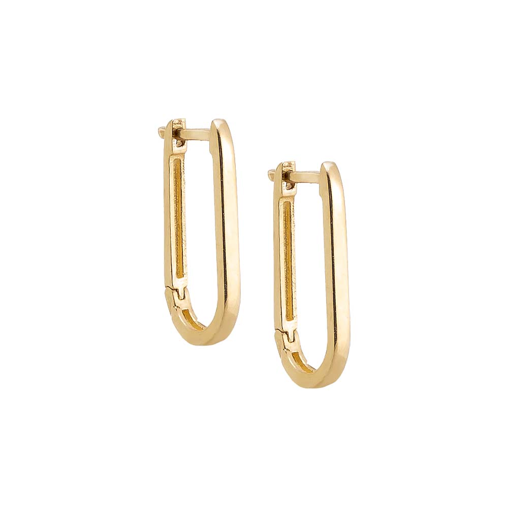 Solid Thin U-Shape Huggie Earring 14K | Adina Eden Jewels