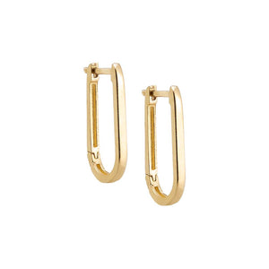 14K Gold / Pair Solid Thin U-Shape Huggie Earring 14K - Adina Eden's Jewels