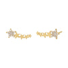 14K Gold / Pair Solid x Pavé Multi Star Stud Earring 14K - Adina Eden's Jewels