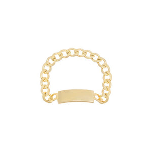 14K Gold / 6.5 Mini ID Plate Chain Ring 14K - Adina Eden's Jewels