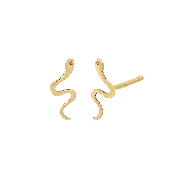14K Gold / Pair Solid Serpent Stud Earring 14K - Adina Eden's Jewels