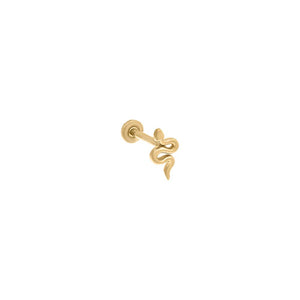 14K Gold / 6.5MM Tiny Solid Snake Threaded Stud Earring 14K - Adina Eden's Jewels