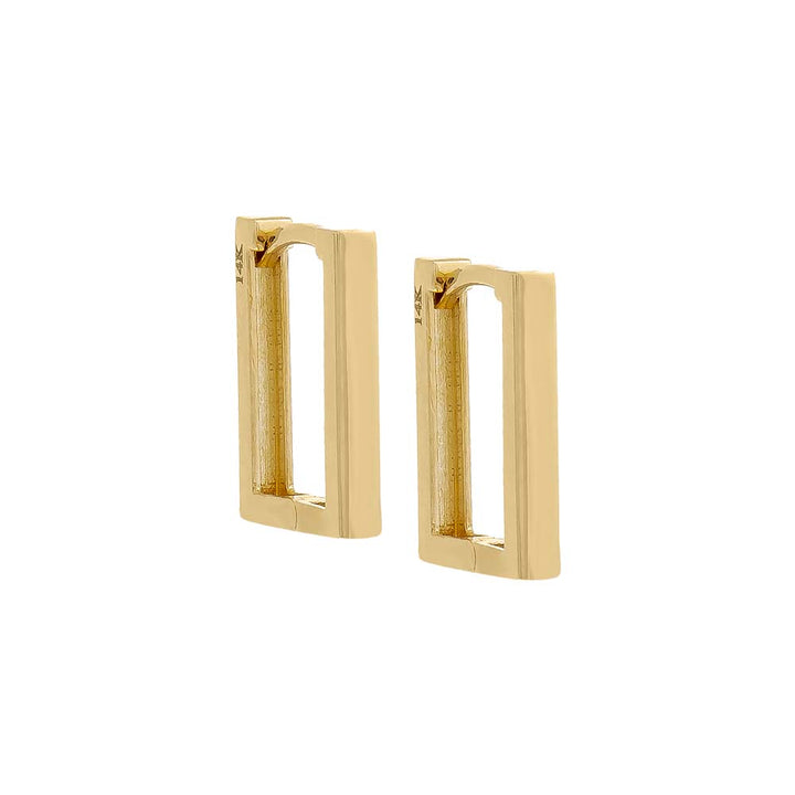 14K Gold / Pair Solid Square Huggie Earring 14K - Adina Eden's Jewels