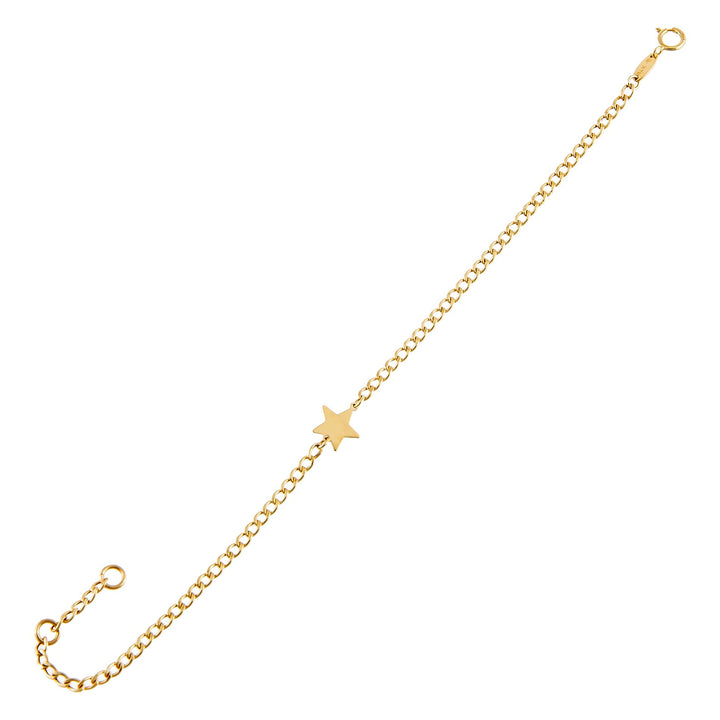 14K Gold Star Cuban Chain Link Bracelet 14K - Adina Eden's Jewels
