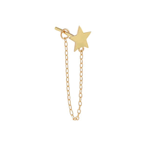 14K Gold / Single Solid Star Chain Stud Earring 14K - Adina Eden's Jewels