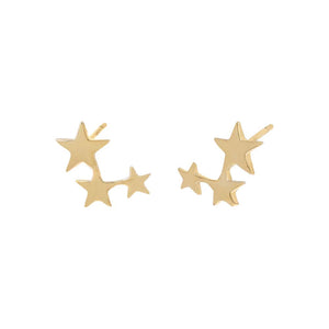 14K Gold / Pair Triple Star Stud Earring 14K - Adina Eden's Jewels