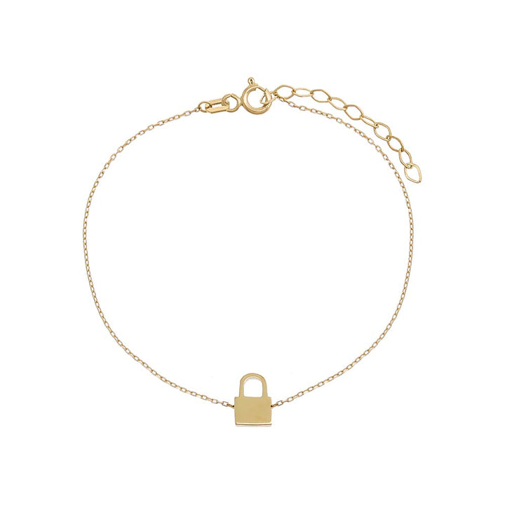 14K Gold Mini Solid Lock Bracelet 14K - Adina Eden's Jewels