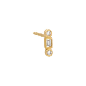 14K Gold / Single Tiny Diamond Multishape Bezel Bar Stud Earring 14K - Adina Eden's Jewels