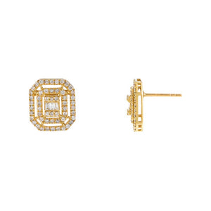 14K Gold Radiant Diamond Illusion Stud Earring 14K - Adina Eden's Jewels