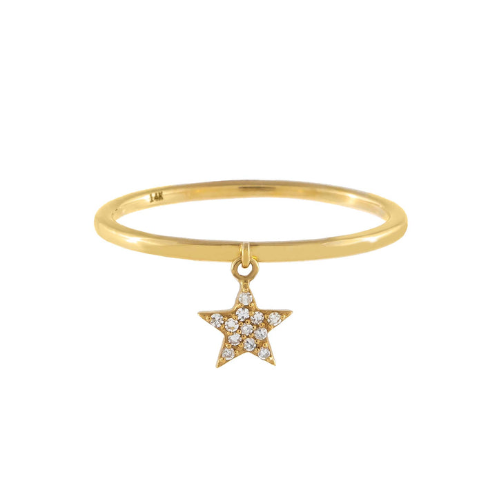 14K Gold / 7 Diamond Star Charm Ring 14K - Adina Eden's Jewels