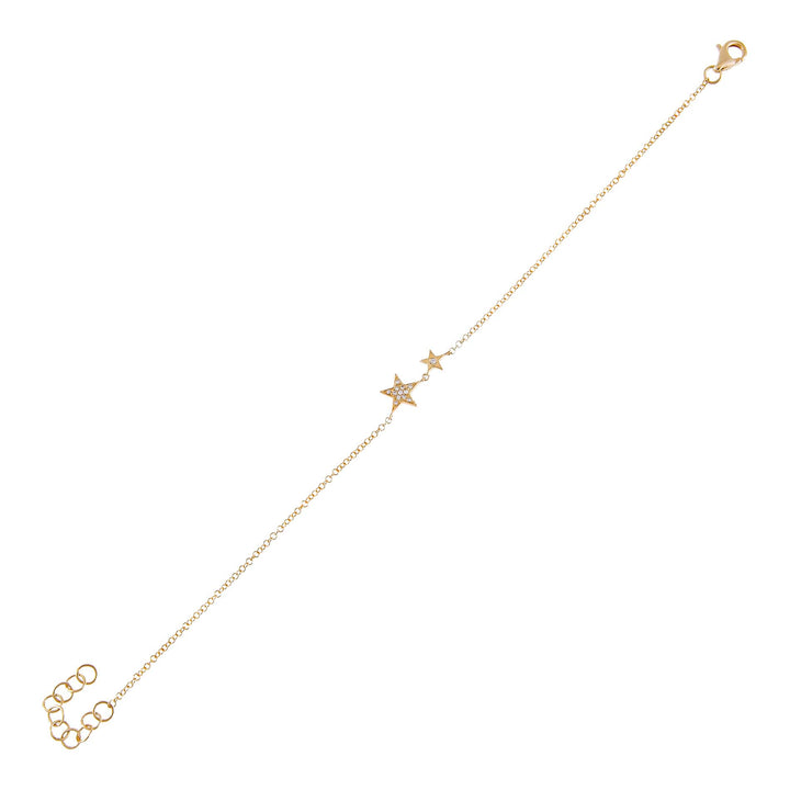 14K Gold Diamond Double Star Bracelet 14K - Adina Eden's Jewels