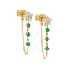 14K Gold / Single Diamond Star X Gemstones Chain Stud Earring 14K - Adina Eden's Jewels