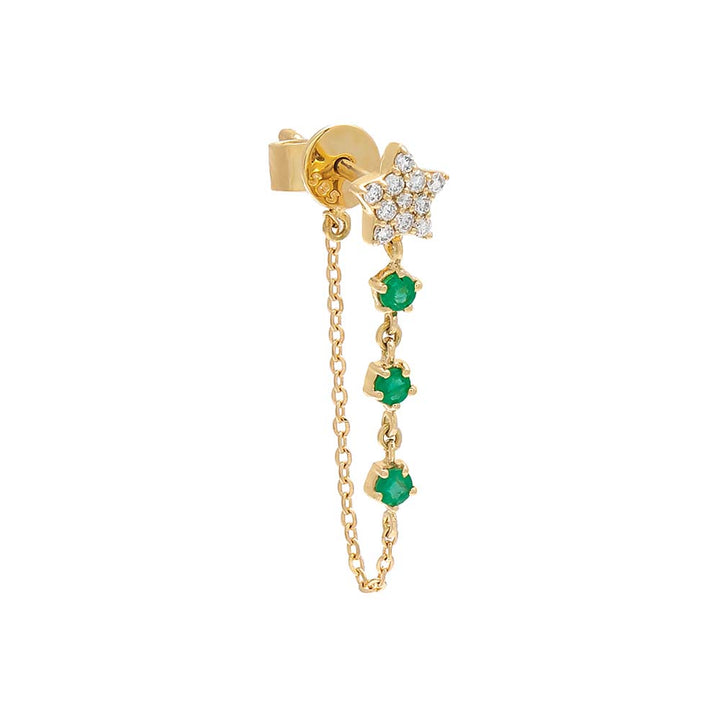  Diamond Star X Gemstones Chain Stud Earring 14K - Adina Eden's Jewels