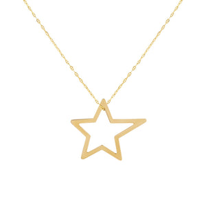 14K Gold Open Star Baby Gucci Necklace 14K - Adina Eden's Jewels
