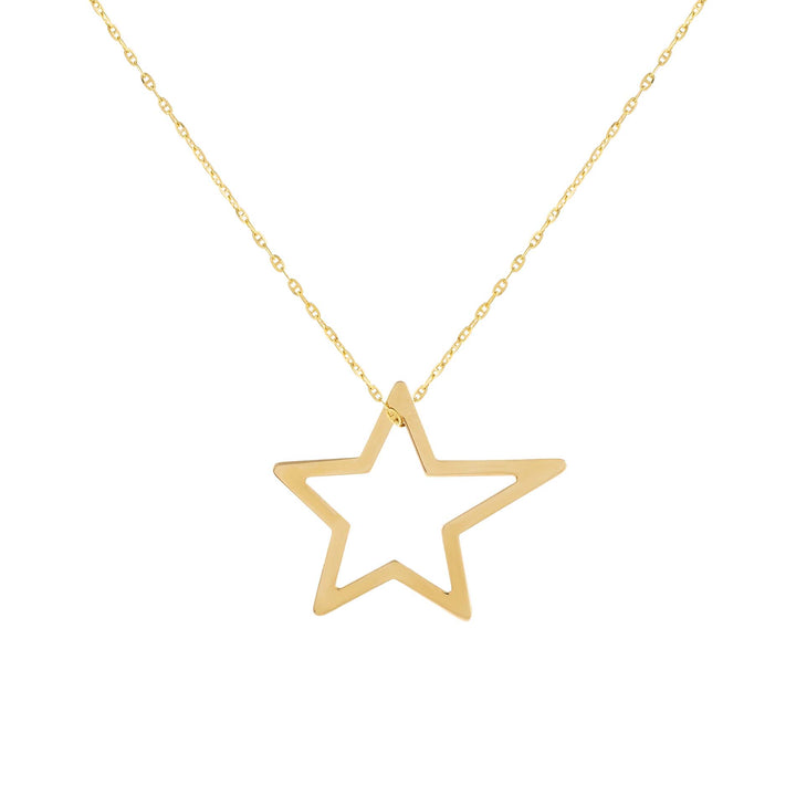 14K Gold Open Star Baby Gucci Necklace 14K - Adina Eden's Jewels